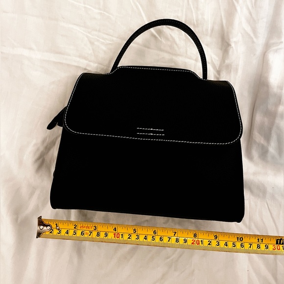 Black Leather Top Handle Crossbody Bag - Picture 9 of 10